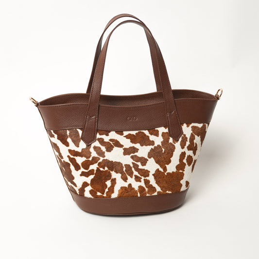 Aria Bag - Cow print marrón